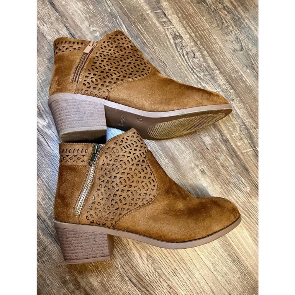 Forever laser cut ankle bootie